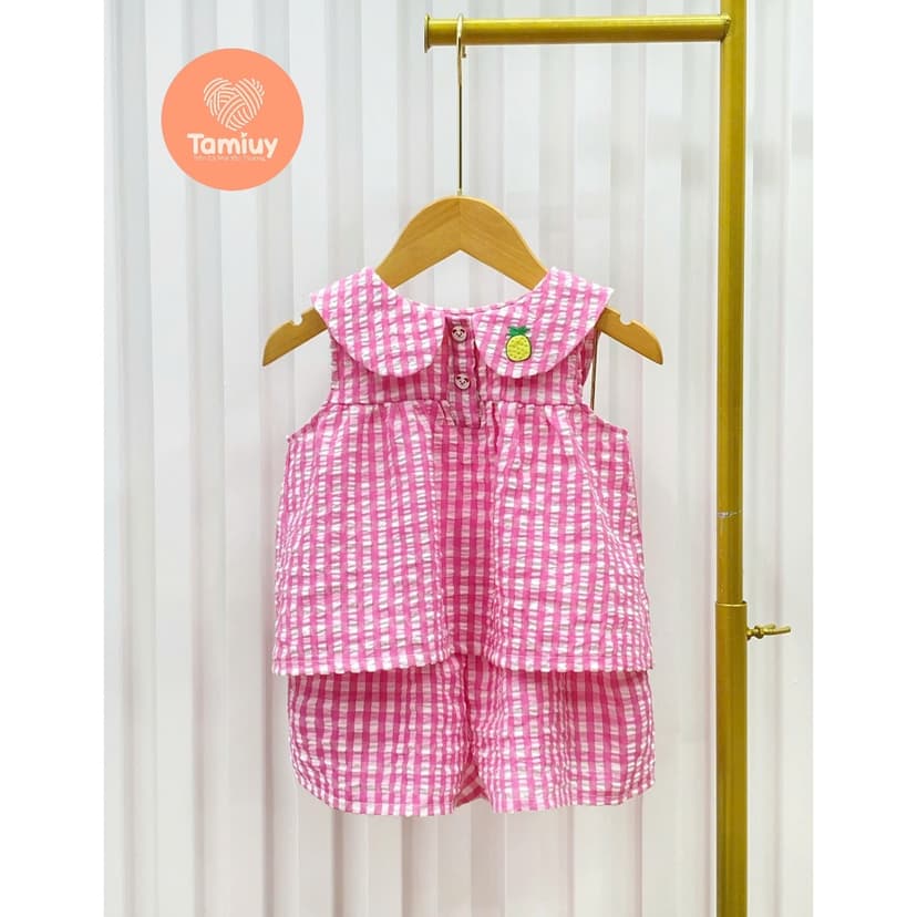 Ảnh Bộ Caro Bé Gái  Tamiuy Phối Họa Tiết , Vải Cotton Mềm Mại (10-38 kg) 4