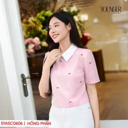 Thumbnail Áo sơ mi croptop nữ YOUNGER BY CARDINA chất liệu kẻ phối cổ trắng dáng ngắn 5YASC06 4