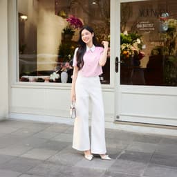Thumbnail Áo sơ mi croptop nữ YOUNGER BY CARDINA chất liệu kẻ phối cổ trắng dáng ngắn 5YASC06 1