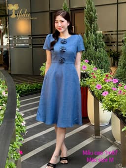 Thumbnail TIFALU - Đầm dáng xoè công sở, dạo phố - ZOL418BLU 2