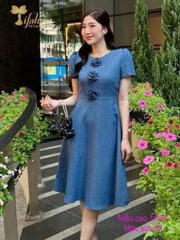 Thumbnail TIFALU - Đầm dáng xoè công sở, dạo phố - ZOL418BLU 4
