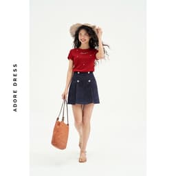 Thumbnail 511TO1034 - Áo top len ren đỏ cam thêu random khuy sườn ADORE DRESS 3