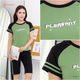 Thumbnail Bộ thể thao nữ cotton USA SUNFLY áo cộc quần ngố SS5799 3