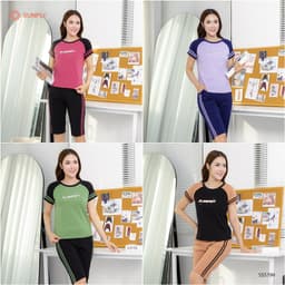 Thumbnail Bộ thể thao nữ cotton USA SUNFLY áo cộc quần ngố SS5799 2