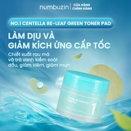 Thumbnail Toner Pad Rau Má Numbuzin No.1 Centella Re-leaf Green – Thanh Lọc Làm Dịu Da, Giảm Mụn, Kiểm Soát Dầu, (190ml/70 Miếng) 1