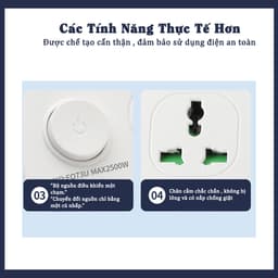 Thumbnail Ổ cắm điện đa năng thông minh, Sipanic 3 cổng USB 1 cổng Type-C sạc nhanh, chịu tải 2500W Dây dài 2M 3
