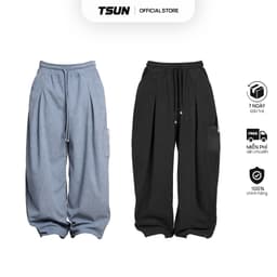 Thumbnail Quần Dài Ống Rộng Vải Nhung Tâm - Brand TSUN Chính Hãng [UNISEX] Thêu Túi Sau 1
