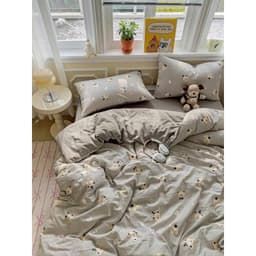 Thumbnail Bộ Chăn Ga Gối Cotton Icy Vintage Mịn Decor Bo Chun 20cm, Bộ Ga Trải Giường Đủ Size (Không Kèm Ruột Chăn) 4