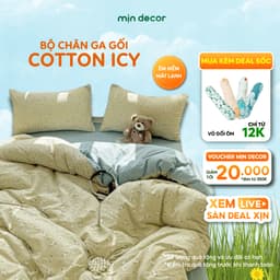 Thumbnail Bộ Chăn Ga Gối Cotton Icy Vintage Mịn Decor Bo Chun 20cm, Bộ Ga Trải Giường Đủ Size (Không Kèm Ruột Chăn) 1