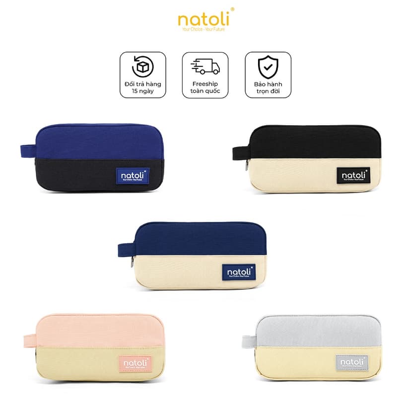 Ảnh Bóp viết nhiều ngăn NATOLI, hộp bút cute chống nước đựng bút đa năng - BST Simple Duo Pen Case T23 1