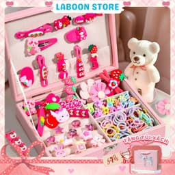 Thumbnail Hộp quà tặng bộ phụ kiện tóc 156 món cho bé gái, full set phụ kiện tóc LABOON tặng sinh nhật bé 3
