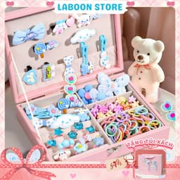 Thumbnail Hộp quà tặng bộ phụ kiện tóc 156 món cho bé gái, full set phụ kiện tóc LABOON tặng sinh nhật bé 4