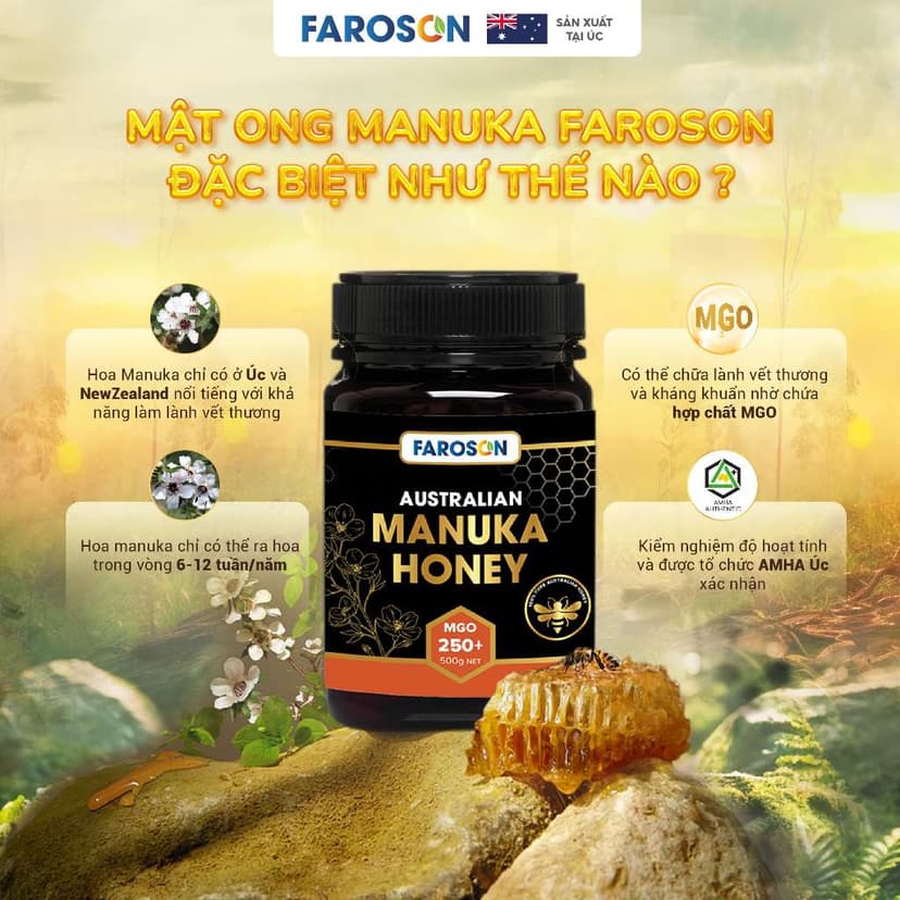 Ảnh Mật Ong Nguyên Chất Hoa Manuka Úc MGO250+ Essential Care Hộp 250g/500g 3