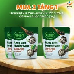 Thumbnail Combo 2 gói Rong biển nướng giòn rắc cơm trộn cơm Hàn Quốc Bibigo - Vị Nước Tương & Cá Hồi (50g + 45g) 2