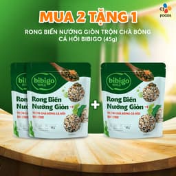 Thumbnail Combo 2 gói Rong biển nướng giòn rắc cơm trộn cơm Hàn Quốc Bibigo - Vị Nước Tương & Cá Hồi (50g + 45g) 1