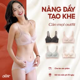 Thumbnail Áo lót nữ không gọng nâng đẩy tự nhiên đệm dày 3cm họa tiết ren mịn Venus Charm 9727 1