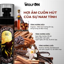 Thumbnail Xịt Khử Mùi Nam Deodorant Spray LYD Wolf ON Hương Nước Hoa, Lưu Hương Lâu, Khô Thoáng 100ml 2
