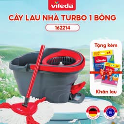 Thumbnail [Chính hãng] Bộ lau nhà thông minh 360 độ VILEDA Turbo Easy Wring&Clean đầu lau tam giác, xô giặt quay bằng chân 1