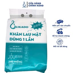Thumbnail Khăn lau mặt dùng 1 lần spa dạng rút túi lớn 240 TỜ LIKADO kích thước (20x20cm)(1 túi) 1