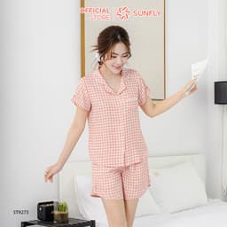 Thumbnail Bộ pijama nữ thô đũi SUNFLY áo cộc quần sooc ST9273 4