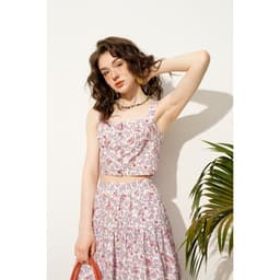 Thumbnail 511TO3019 - Áo crop hàng khuy paisley hồng  ADORE DRESS 3