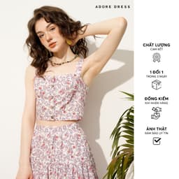 Thumbnail 511TO3019 - Áo crop hàng khuy paisley hồng  ADORE DRESS 1