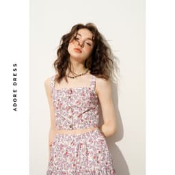 Thumbnail 511TO3019 - Áo crop hàng khuy paisley hồng  ADORE DRESS 2