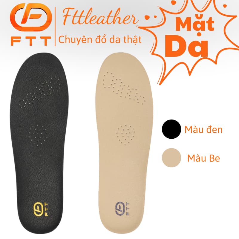 Ảnh Lót giày nam cao cấp FTT Leather mặt da, lót dưới cao su silicon êm chân, chống sốc LG01 1