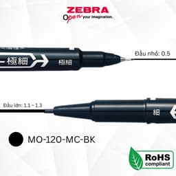 Thumbnail Bút Lông Dầu Zebra MO-120 2 Đầu 0.5mm & 1.1-1.3mm - Mực Đậm, Viết Mượt, Đen/Đỏ/Xanh [Chính hãng] 2