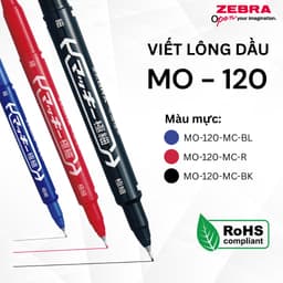 Thumbnail Bút Lông Dầu Zebra MO-120 2 Đầu 0.5mm & 1.1-1.3mm - Mực Đậm, Viết Mượt, Đen/Đỏ/Xanh [Chính hãng] 1