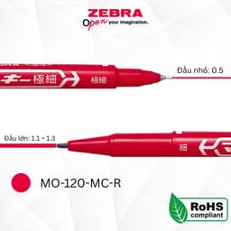 Thumbnail Bút Lông Dầu Zebra MO-120 2 Đầu 0.5mm & 1.1-1.3mm - Mực Đậm, Viết Mượt, Đen/Đỏ/Xanh [Chính hãng] 4
