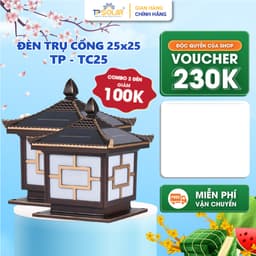 Thumbnail Đèn Trụ Cổng Năng Lượng Mặt Trời TP SOLAR TP-TC30 30x30x38cm , Đèn Vuông Có Mái ,Chống Nước IP68 - Bảo Hành Chính Hãng 1