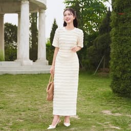 Thumbnail Set đồ nữ YOUNGER BT CARDINA áo ren bèo phối chân váy ren co giãn dáng dài 5YARC06 5YCVS06 4