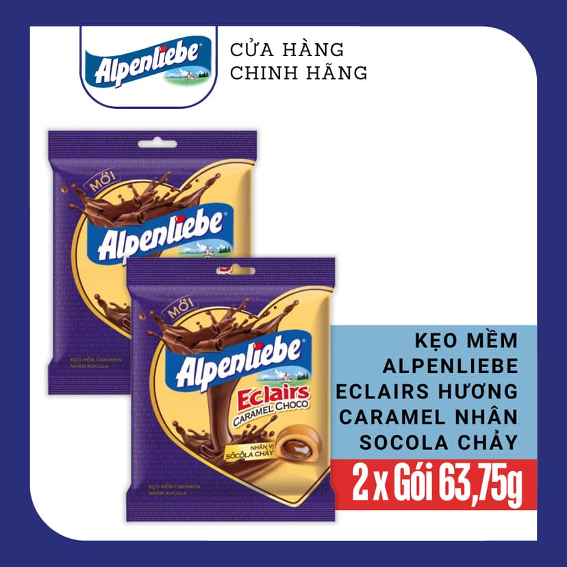 Ảnh Kẹo mềm Alpenliebe Eclairs Hương Caramel Nhân Socola Chảy 1