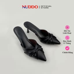 Thumbnail Dép Guốc Nữ Cao Gót 7cm Mũi Nhọn Phối Nơ, Giày Sục Nữ 7 Phân Gót Nhọn Thời Trang NUDDO NS12 1