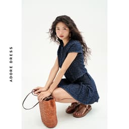 Thumbnail 511SK1011- Chân váy mini xoè denim xanh chàm hoa nổi ADORE DRESS 2
