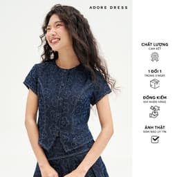 Thumbnail 511SK1011- Chân váy mini xoè denim xanh chàm hoa nổi ADORE DRESS 1