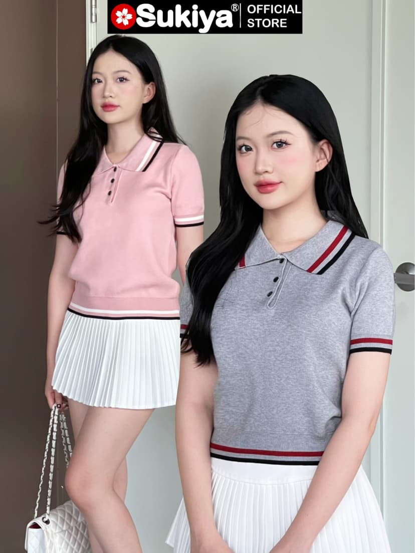 Ảnh Áo Len Nữ Tay ngắn mùa hè Cổ Polo Thanh Lịch Chất Sợi Mềm Mại AL101 1