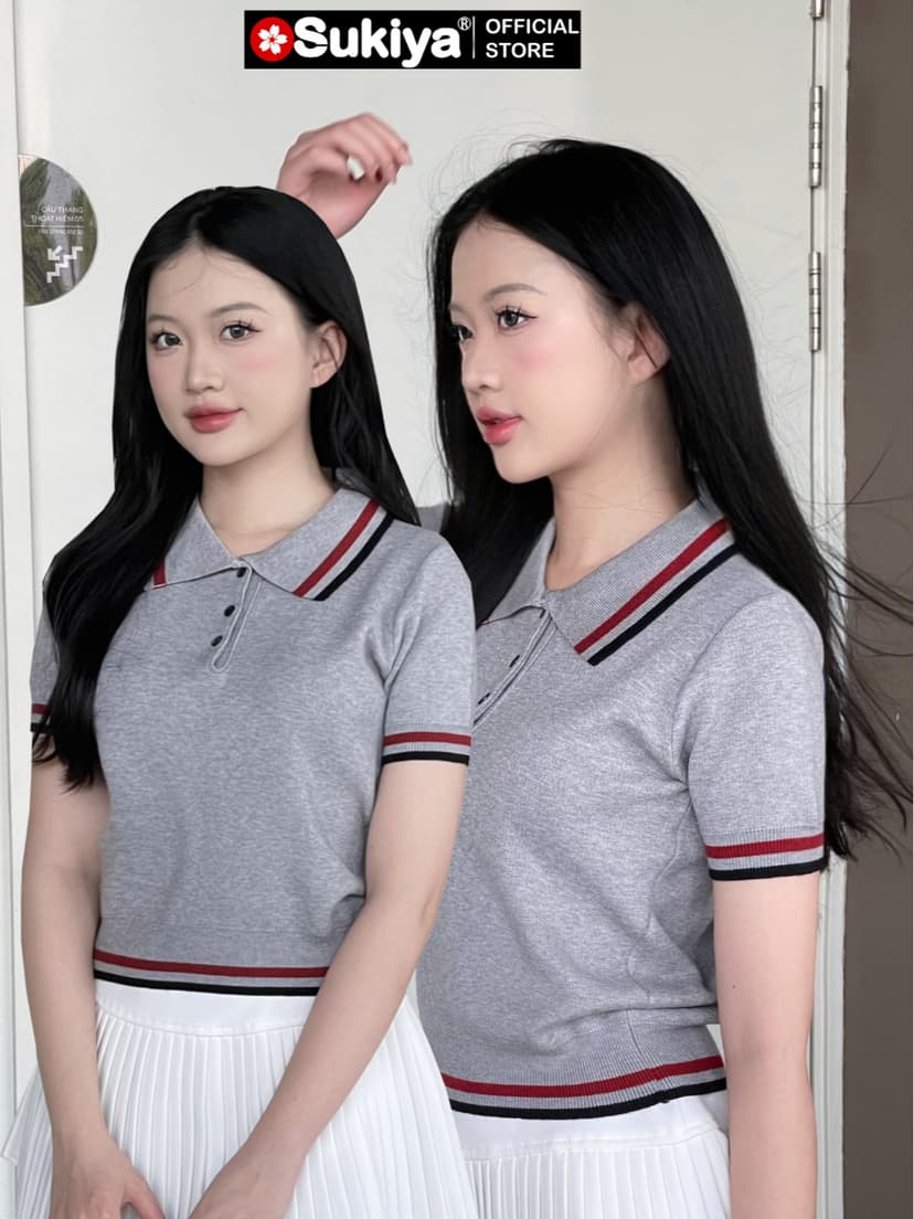 Ảnh Áo Len Nữ Tay ngắn mùa hè Cổ Polo Thanh Lịch Chất Sợi Mềm Mại AL101 2