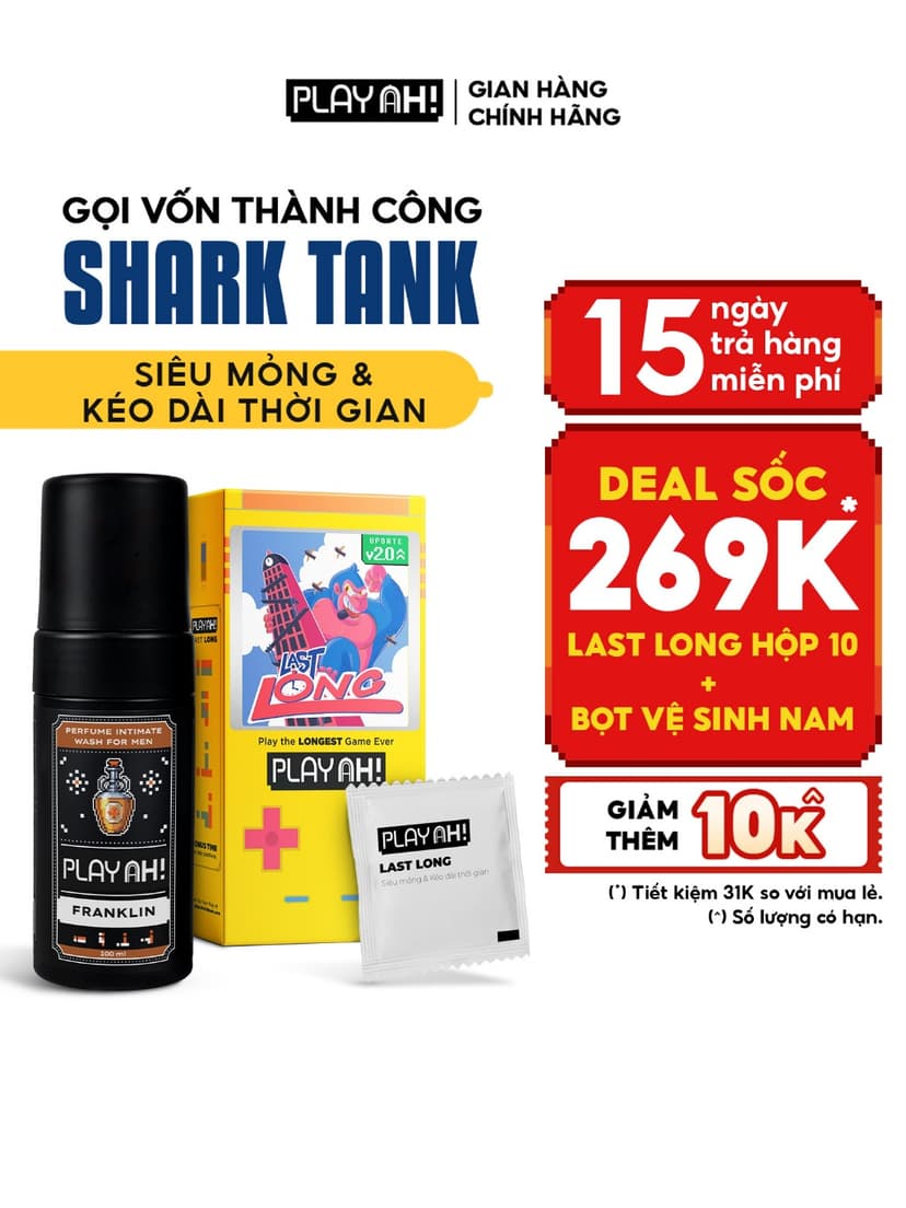 Ảnh Bao Cao Su PlayAh Last Long Siêu Mỏng Kéo Dài Thời Gian Quan Hệ Hộp 10 size 52mm 2