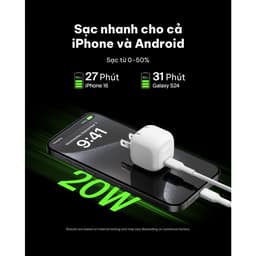 Thumbnail Củ sạc nhanh 20W PD Belkin Cube Wall Charger, Thiết kế gọn nhẹ, tương thích với hầu hết thiết bị 1