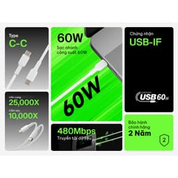 Thumbnail Cáp sạc nhanh Belkin 60W BOOST↑CHARGE™ Chuẩn USB-C to USB-C, Truyền dữ liệu nhanh | Vỏ nhựa bền bỉ, 2