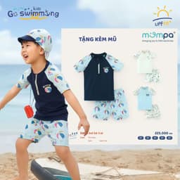 Thumbnail Đồ bơi bé trai quần rời Mompa 2-6 tuổi vải co giãn nhanh khô tặng kèm mũ bơi 688 1