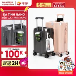 Thumbnail Vali kéo du lịch thời trang SUNNY SV15/CHOCO tích hợp nhiều tính năng (size 20/24/28) 1