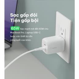 Thumbnail Củ sạc nhanh Belkin PRO GaN 65W | 2 cổng USB-C, Thiết kế nhỏ gọn, công nghệ tối ưu, An toàn cao 4