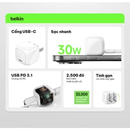 Thumbnail Củ sạc nhanh 30W Belkin PD PPS Cubic Wall Charger | Sạc nhanh, Nhỏ Gọn, An toàn cao, Công nghệ mới 2