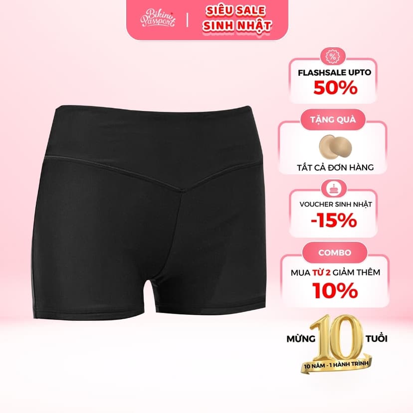 Ảnh Quần bơi nữ, đồ bơi nữ BIKINI PASSPORT kiểu cạp cao & kín đáo - màu Đen - BS1005_BL 1