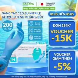Thumbnail Găng tay cao su Saraya Nitrile Glove Extend (Màu Xanh), dùng trong thực phẩm, làm đẹp, công nghiệp - 200 cái/hộp 1