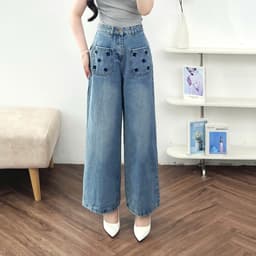Thumbnail Quần Jean Nữ 𝐂𝐂𝐇𝐀𝐓 Dáng Suông Chữ K Trang Trí Túi Chất Liệu Jeans Cao Cấp 15GDJ2020ST 2