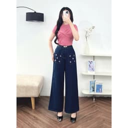 Thumbnail Quần Jean Nữ 𝐂𝐂𝐇𝐀𝐓 Dáng Suông Chữ K Trang Trí Túi Chất Liệu Jeans Cao Cấp 15GDJ2020ST 1